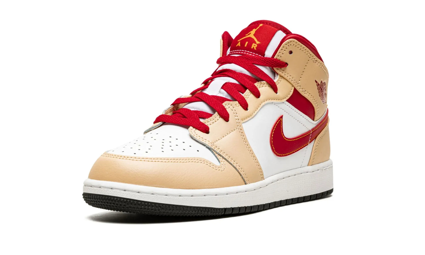 Jordan 1 Mid Light Curry Cardinal (GS)