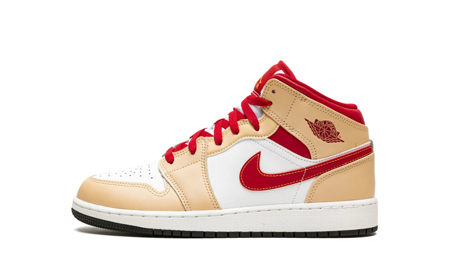 Jordan 1 Mid Light Curry Cardinal (GS)