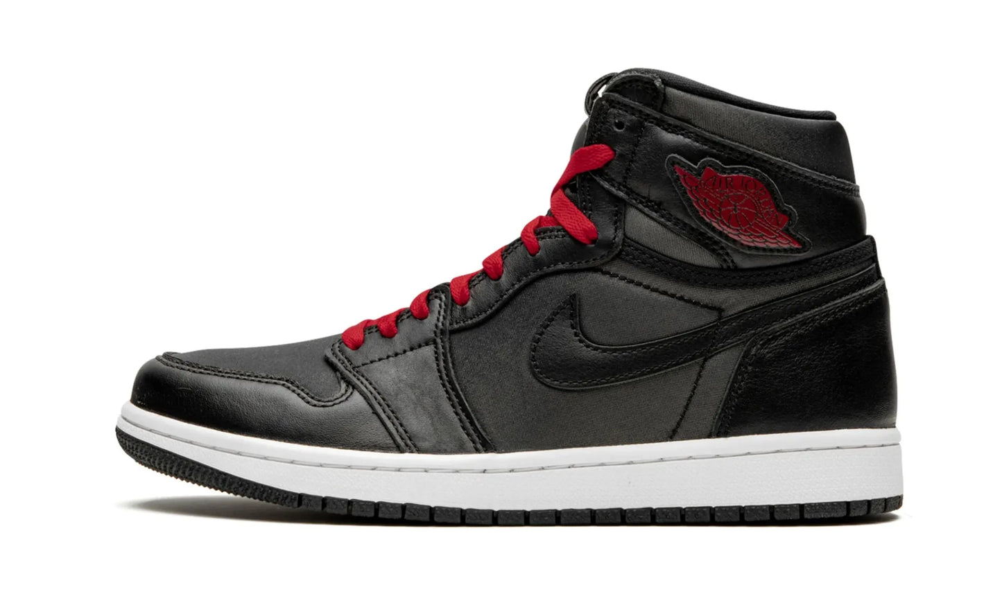 Jordan 1 Retro High Black Satin Gym Red