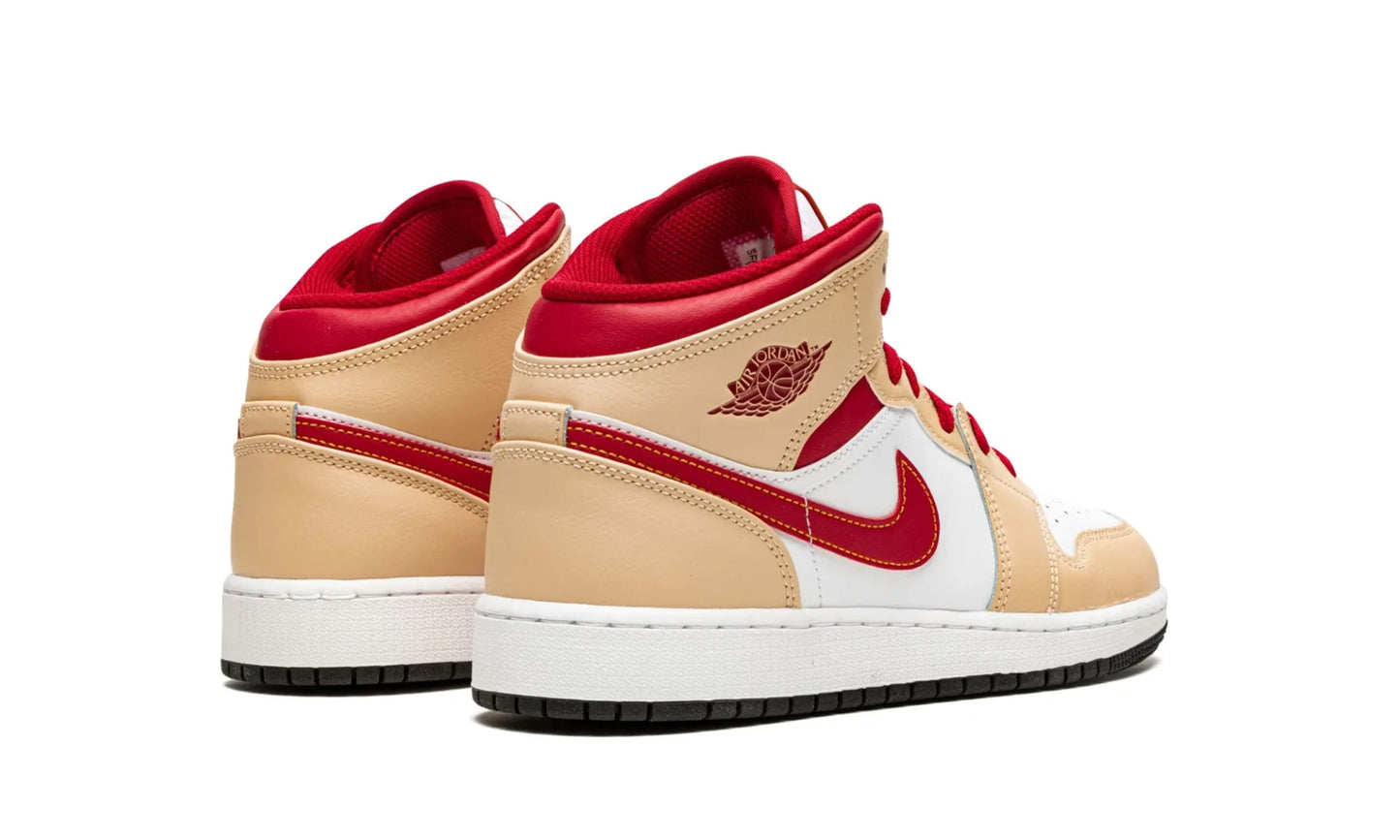 Jordan 1 Mid Light Curry Cardinal (GS)